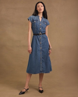 Denim Midi Shirt Dress