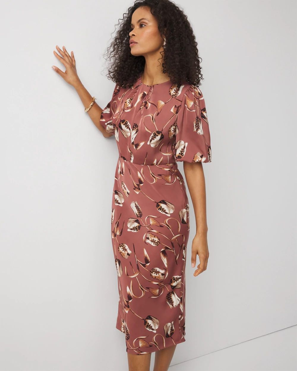 Petite Keyhole Crewneck Midi Dress click to view larger image.