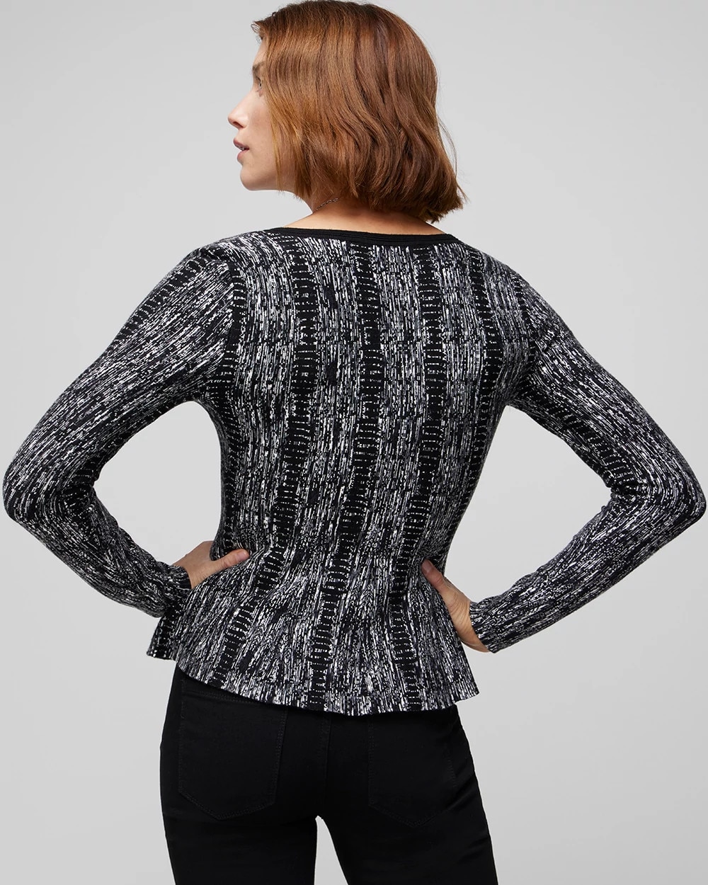 Long Sleeve V-Neck Snake Peplum