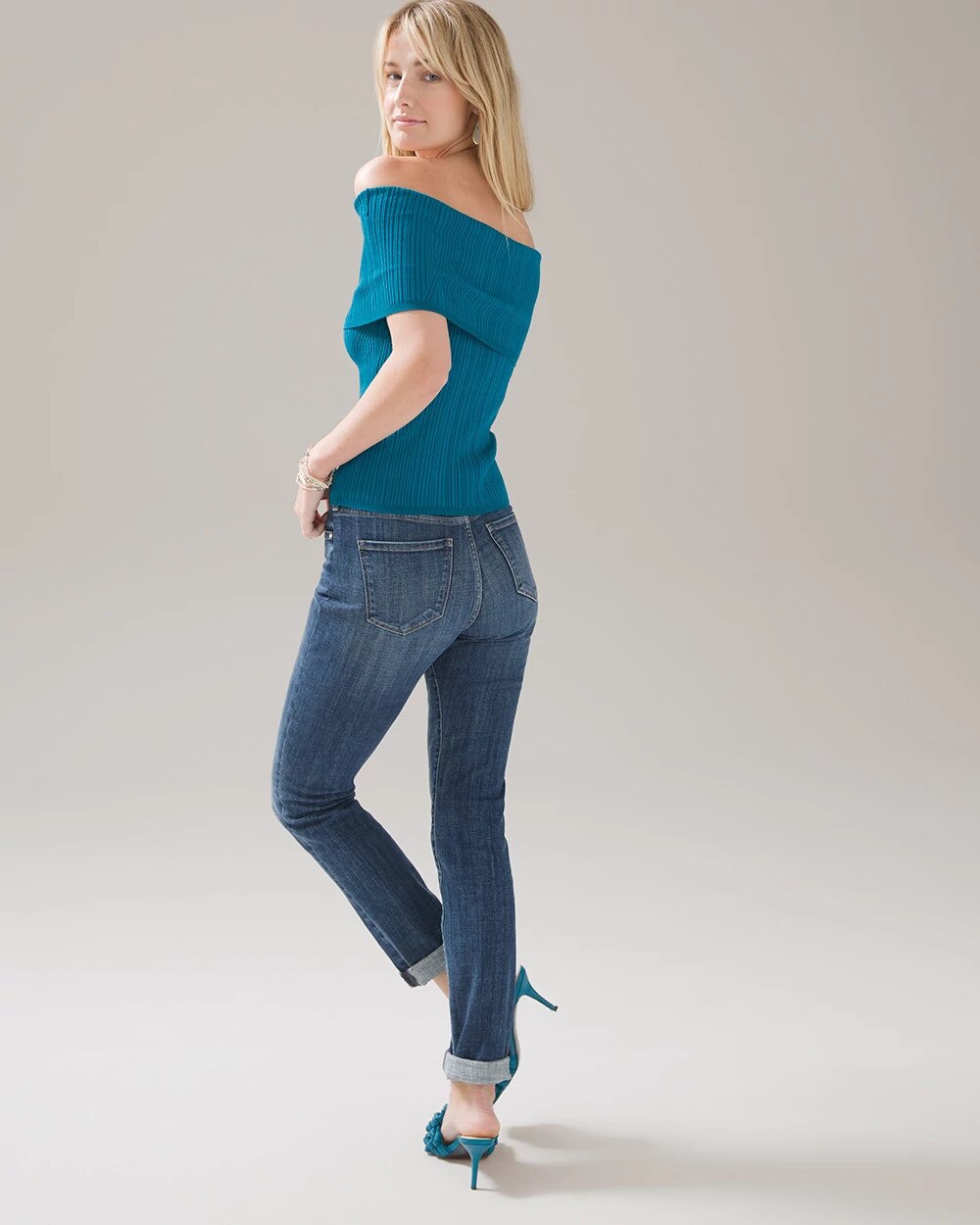 white house black market off the shoulder top