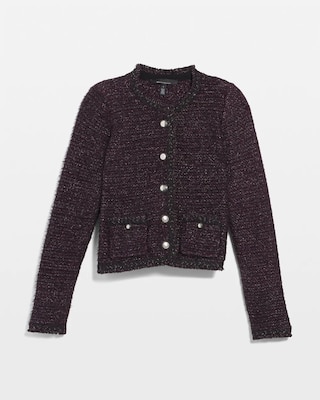Petite Metallic Tweed Sweater Jacket click to view larger image.
