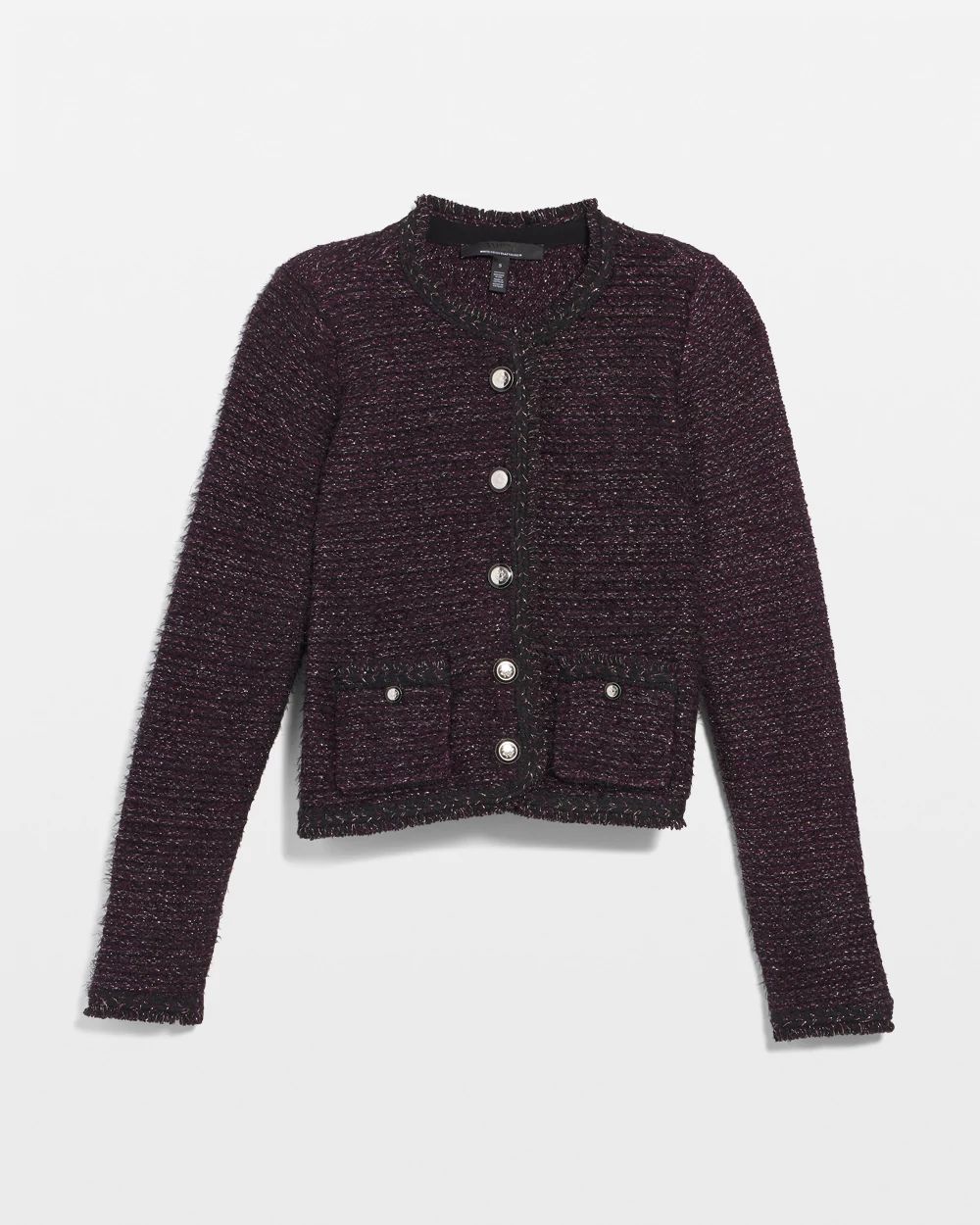 Metallic Tweed Sweater Jacket