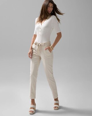 Pret High-Rise Belted Straight Cropped Pant