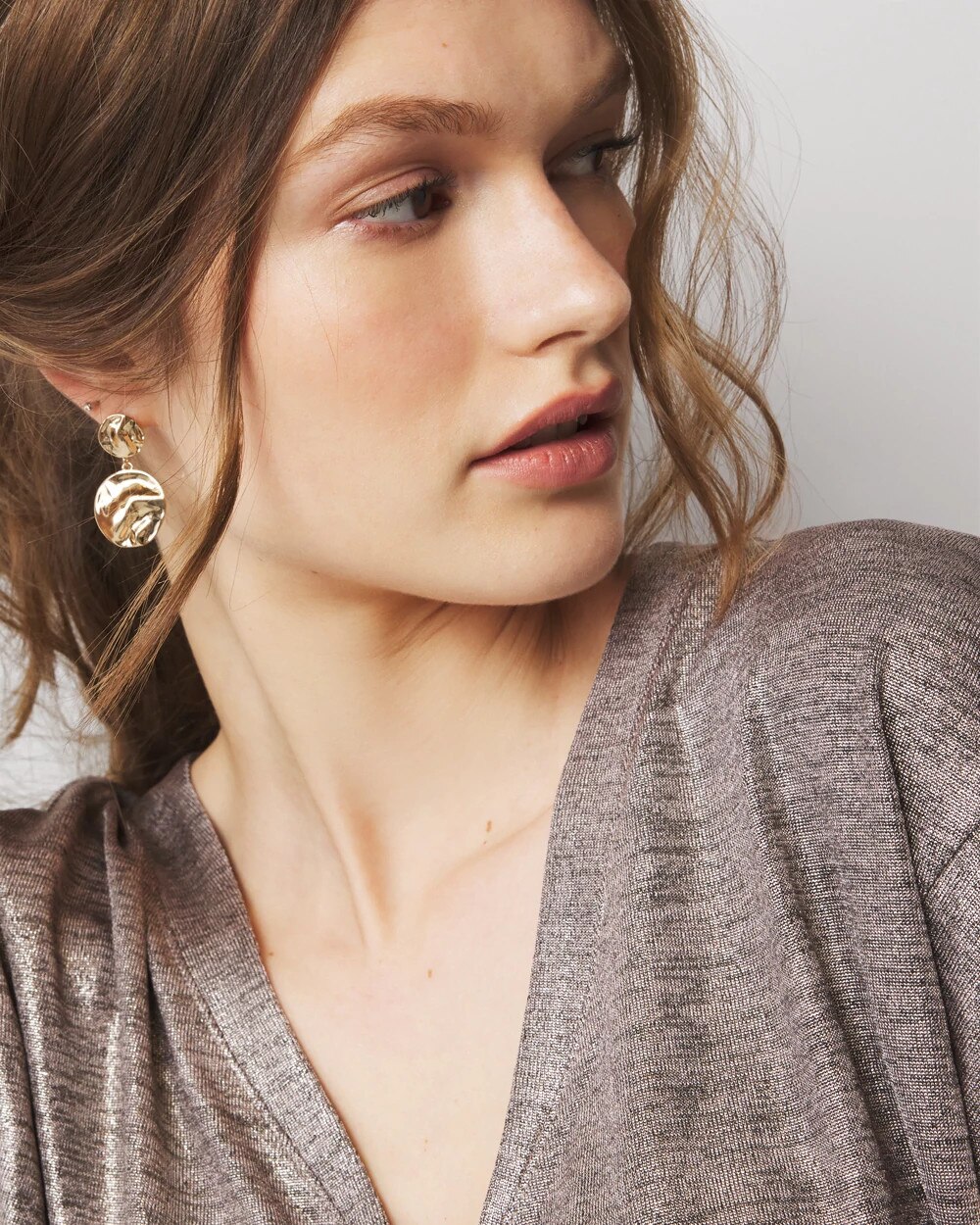 Sculptural Disc Drop Earrings - image 1
