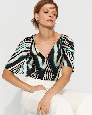 Satin Twist-Shoulder Top click to view larger image.