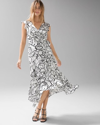 Short Sleeve Surplice Wrap Midi Dress