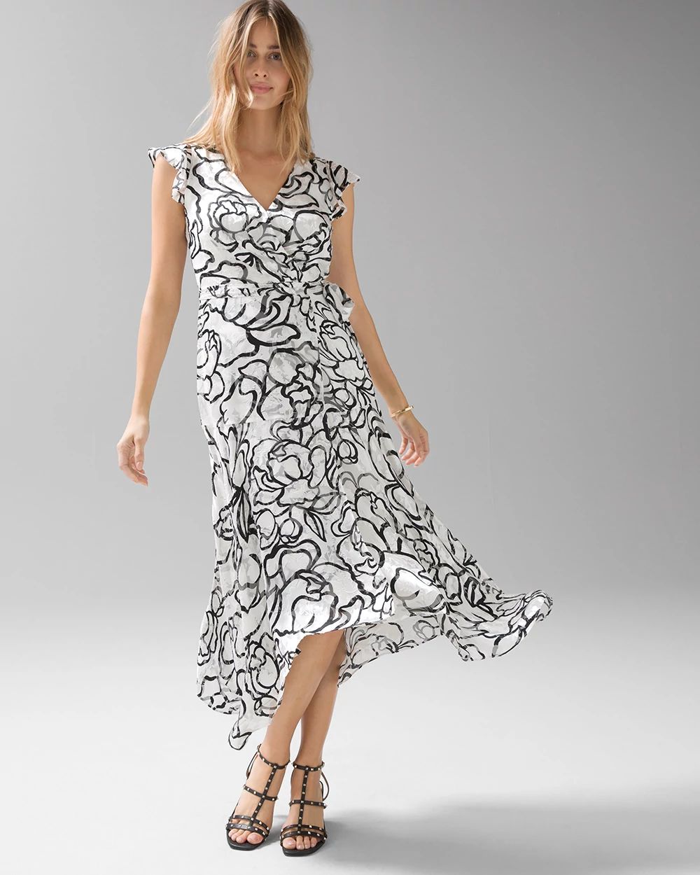 Short Sleeve Surplice Wrap Midi Dress