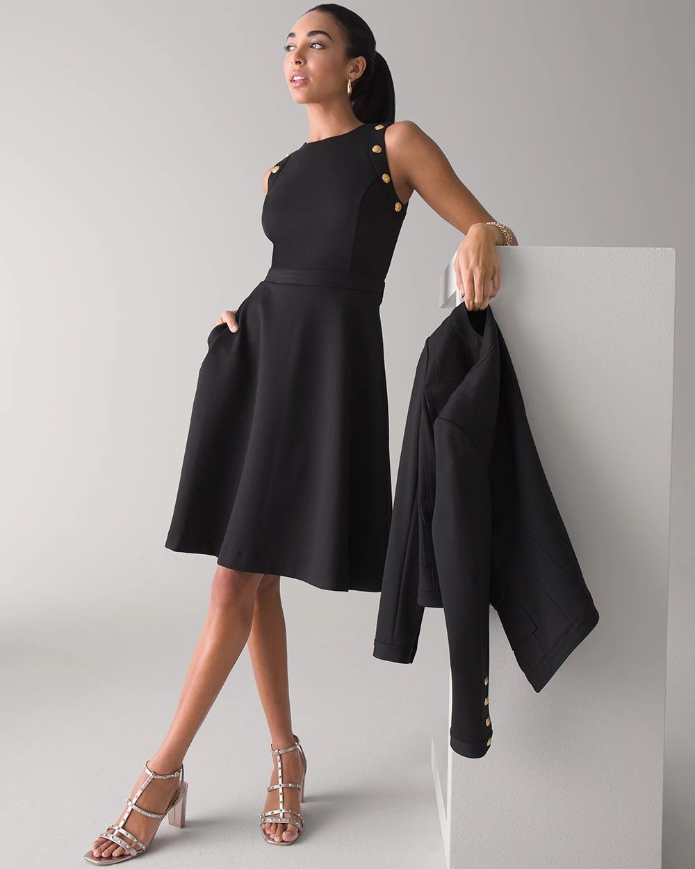 White fit and flare dress online