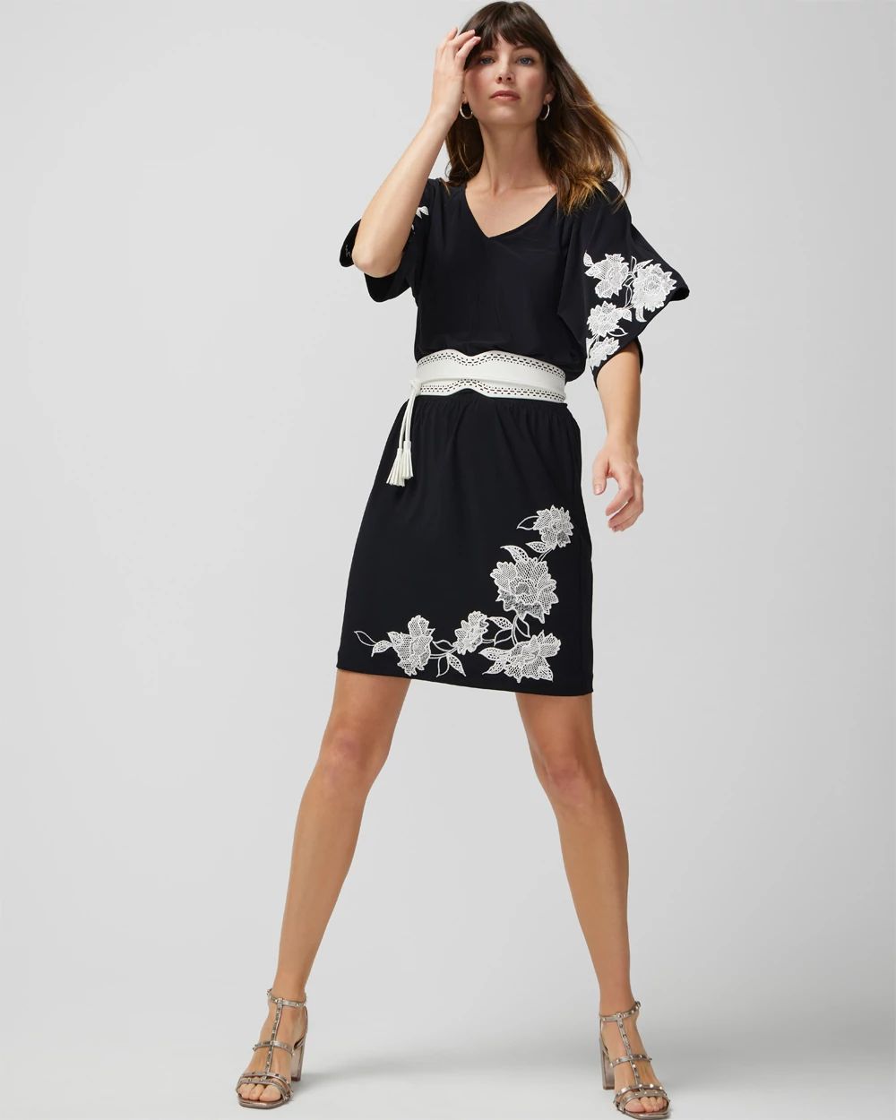 Short Sleeve Matte Jersey Smocked Kimono Dress
