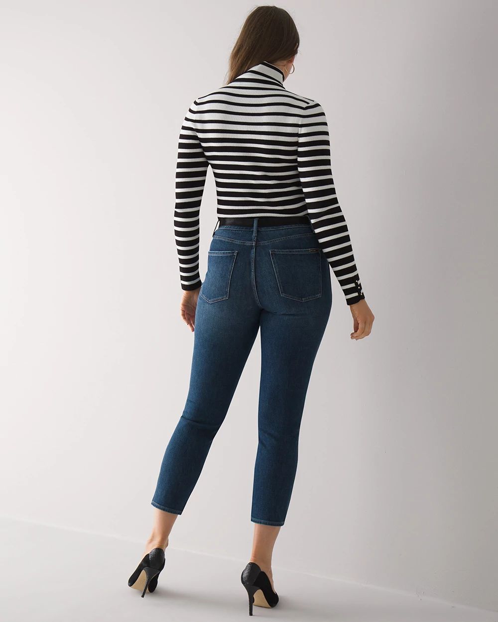 Curvy-Fit High-Rise Sculpt Destructed Straight Jeans click to view larger image.