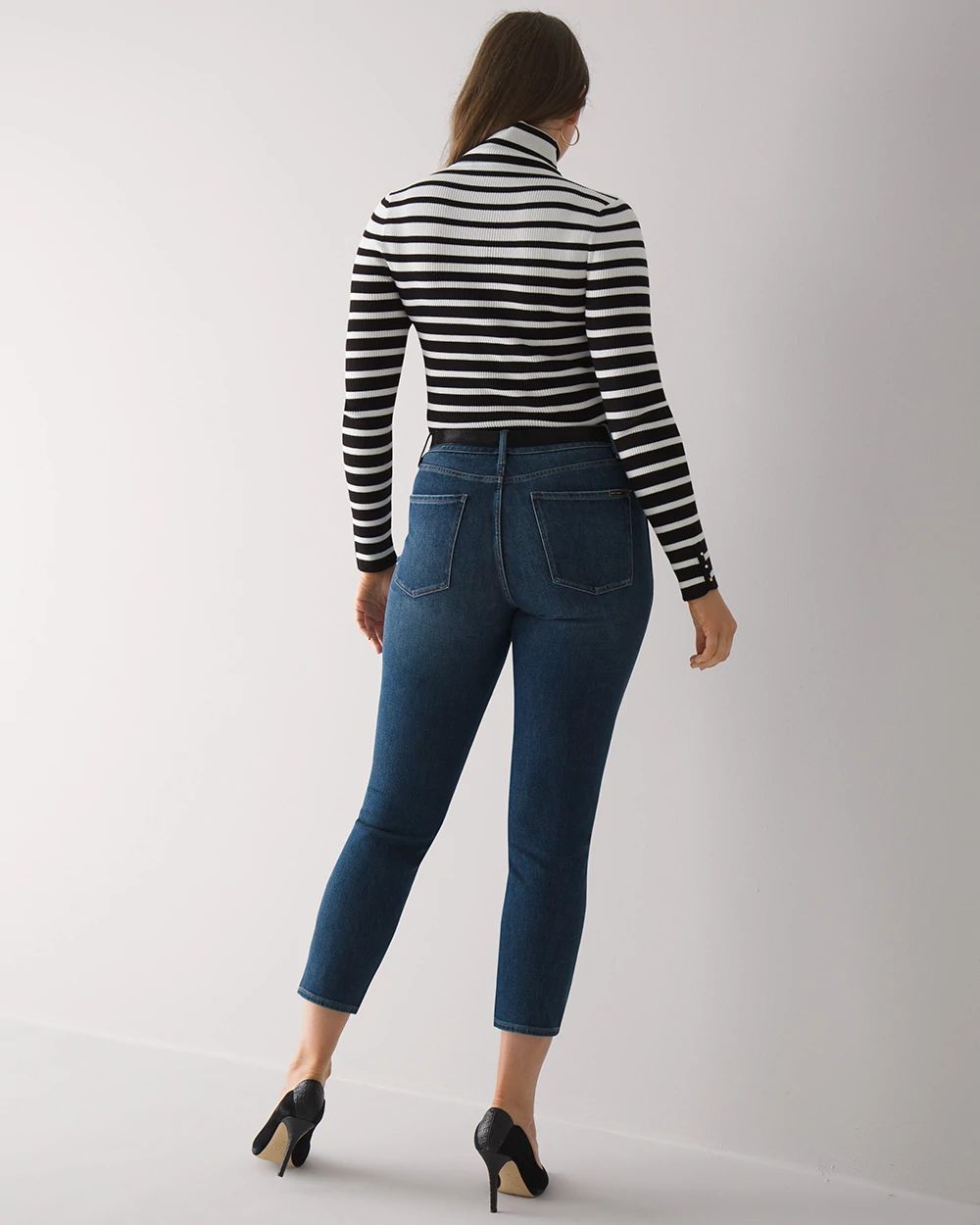 Curvy-Fit High-Rise Sculpt Destructed Straight Jeans