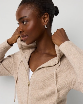 Petite Rib Knit Zip Hoodie click to view larger image.