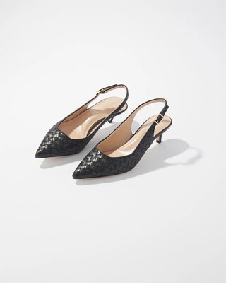 Woven Black Slingback Heels