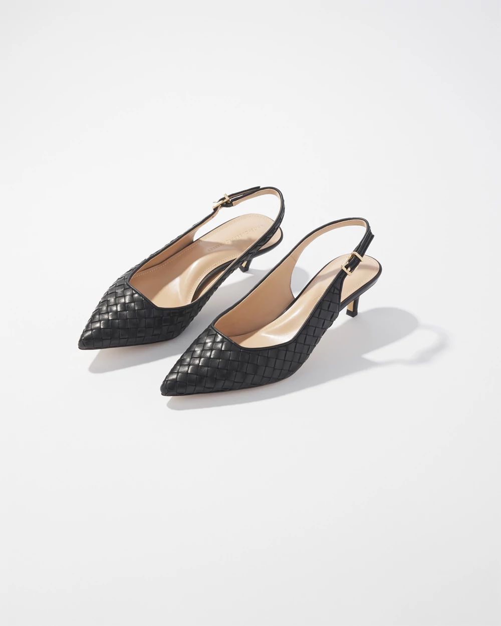 Woven Black Slingback Heels