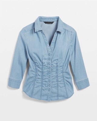 Elbow-Sleeve Ruched Detail Shirt click to view larger image.