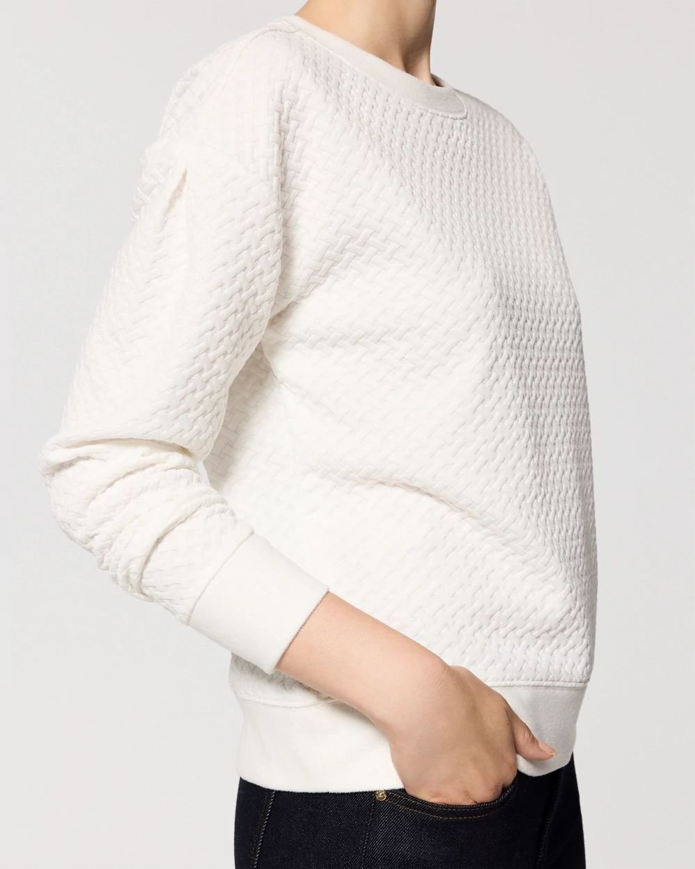Pleated Drop Shoulder Pullover Sweater click to view larger image.