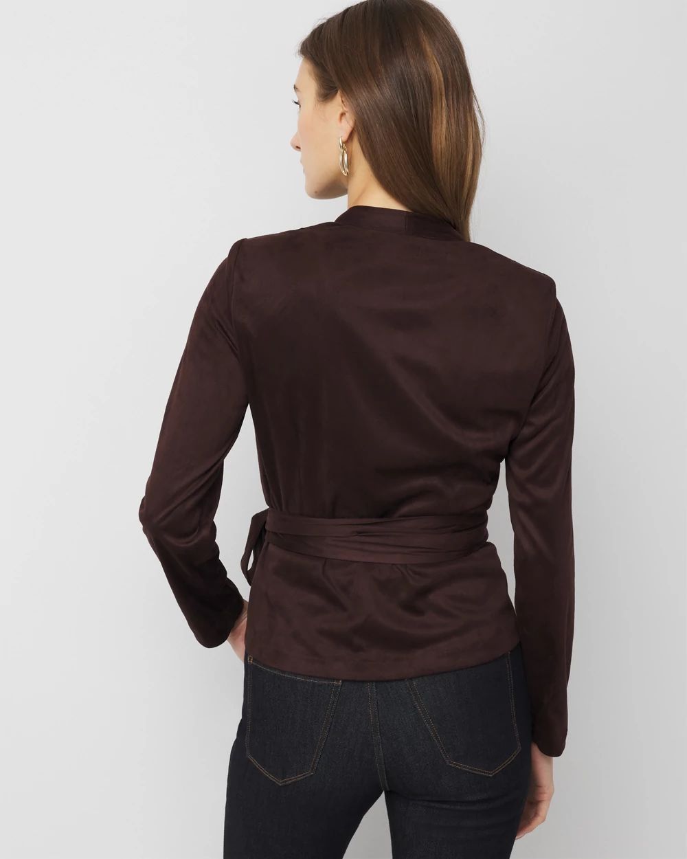 Faux Suede Wrap Blouse click to view larger image.