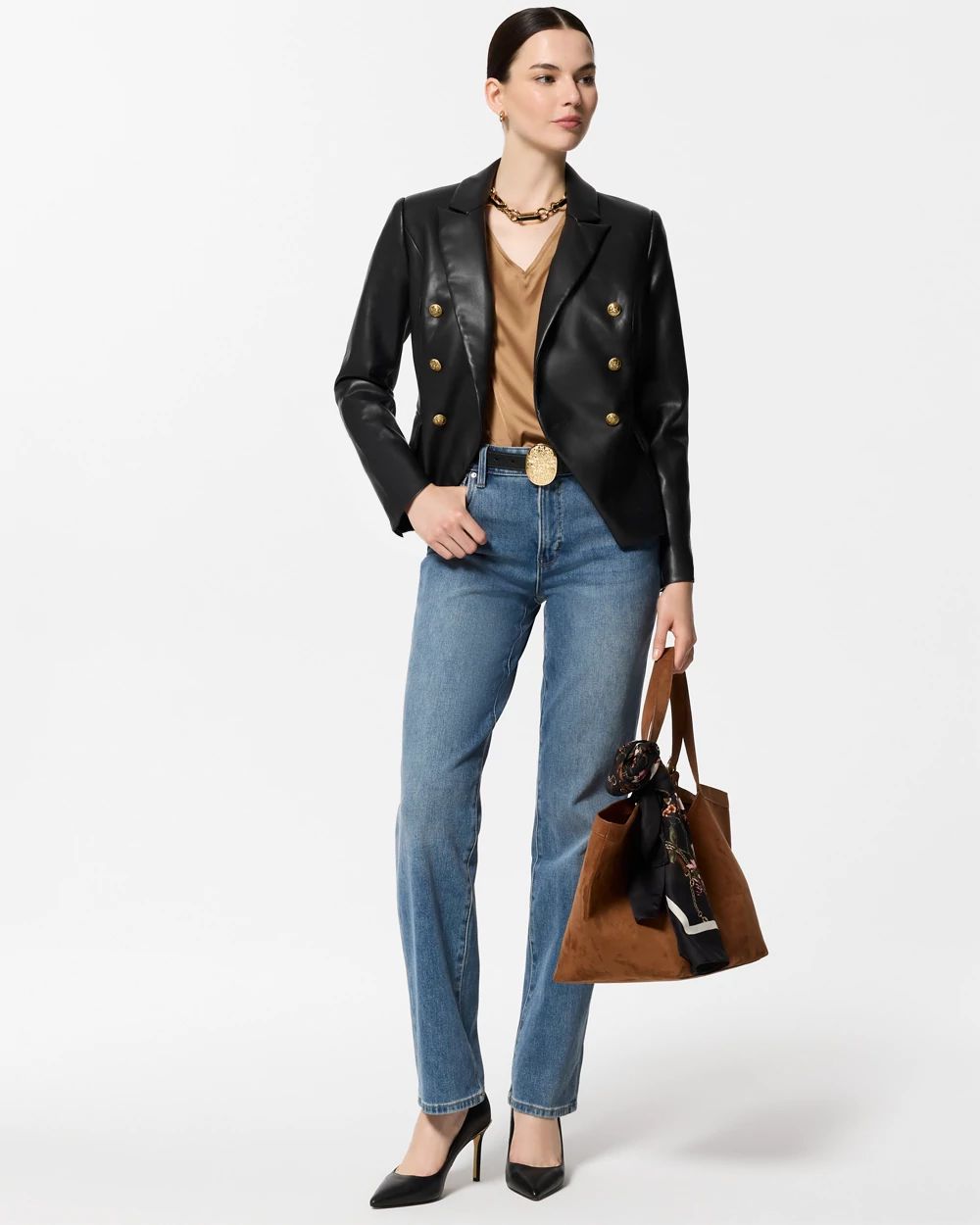 Cropped Double-Breasted Blazer click to view larger image.