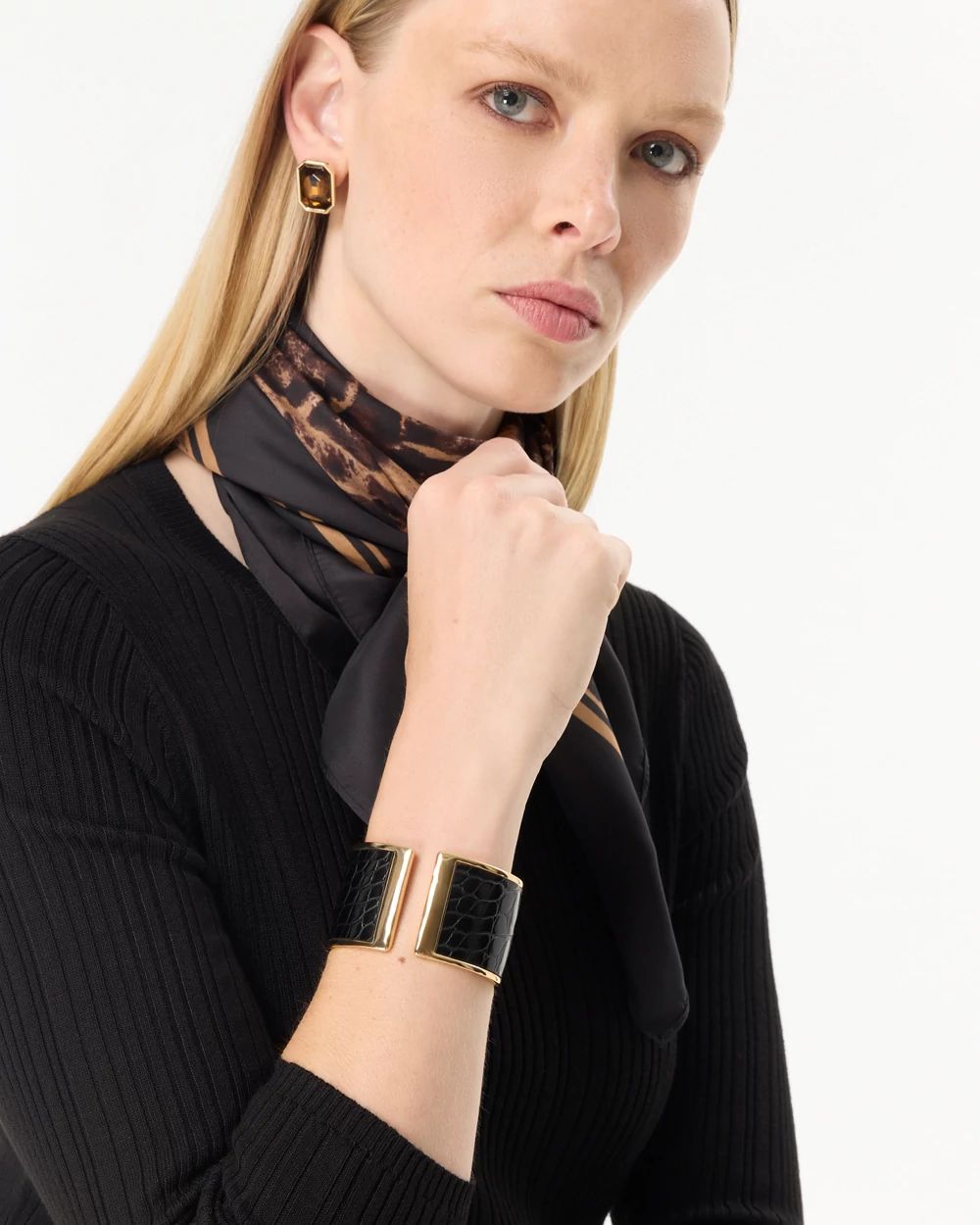 Croc Detail Hinge Bracelet