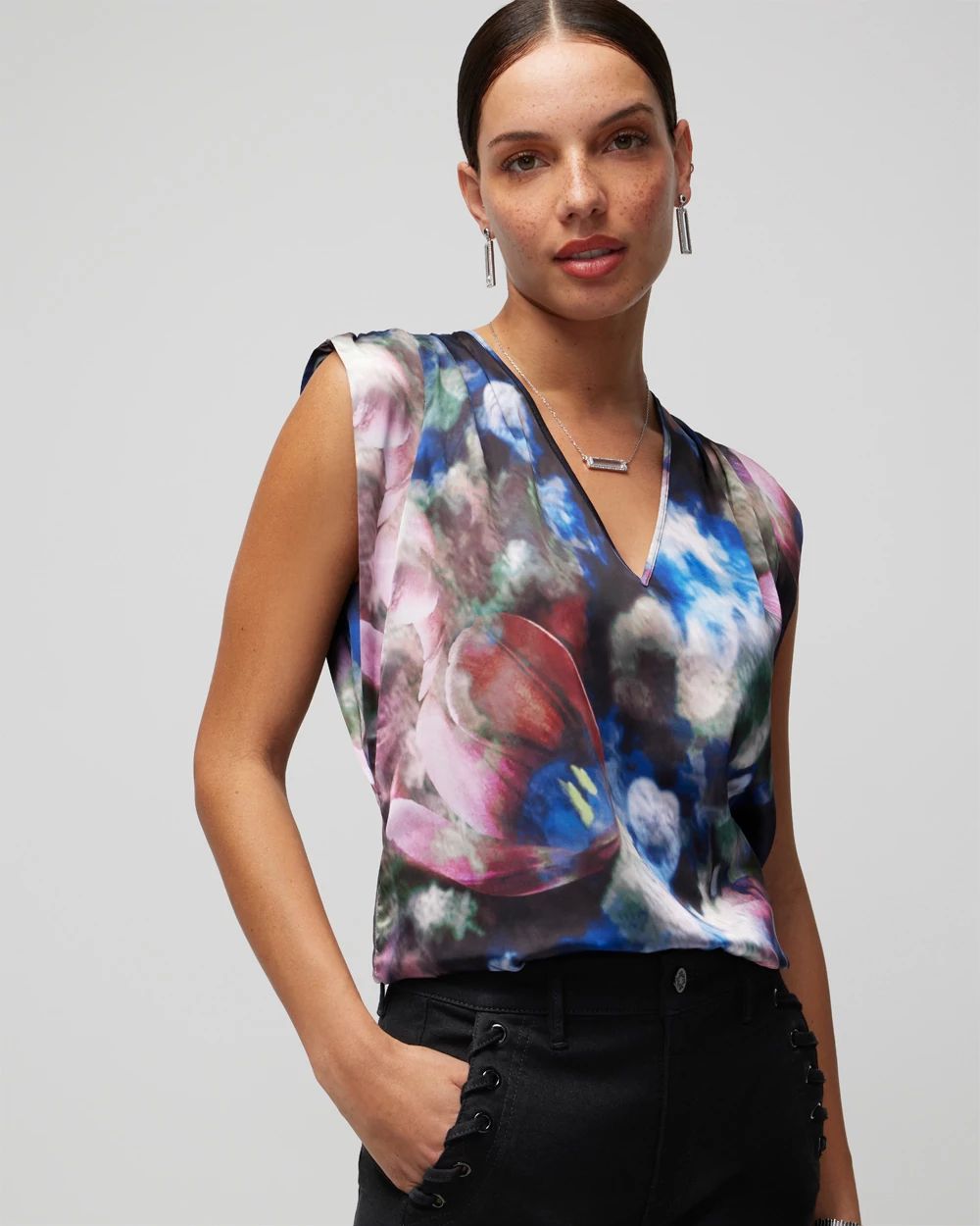 2DXuixsh Beaded Women Print Top Shirt Tee Sleeveless Round Neck