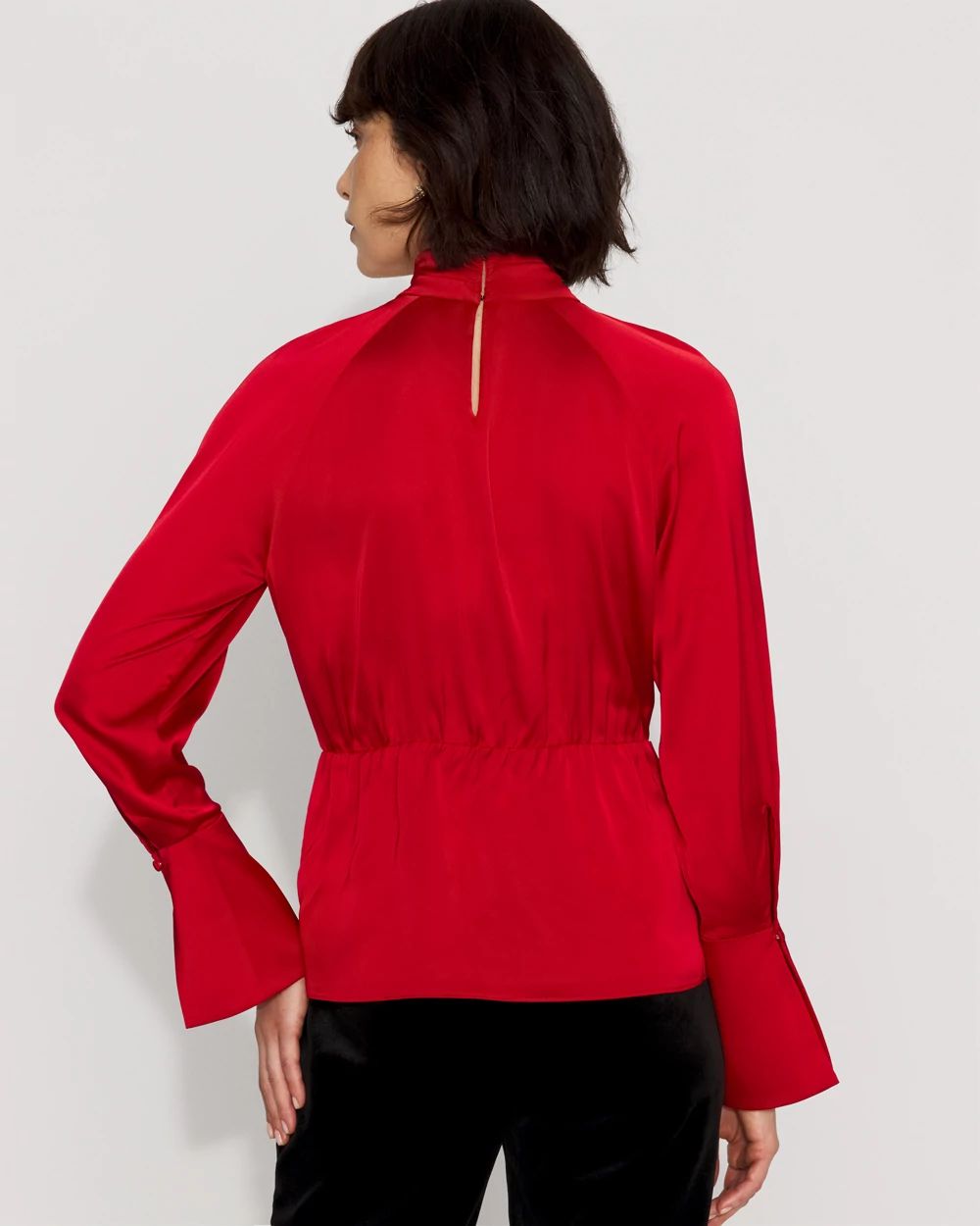 Petite Twist-Front Satin Blouse