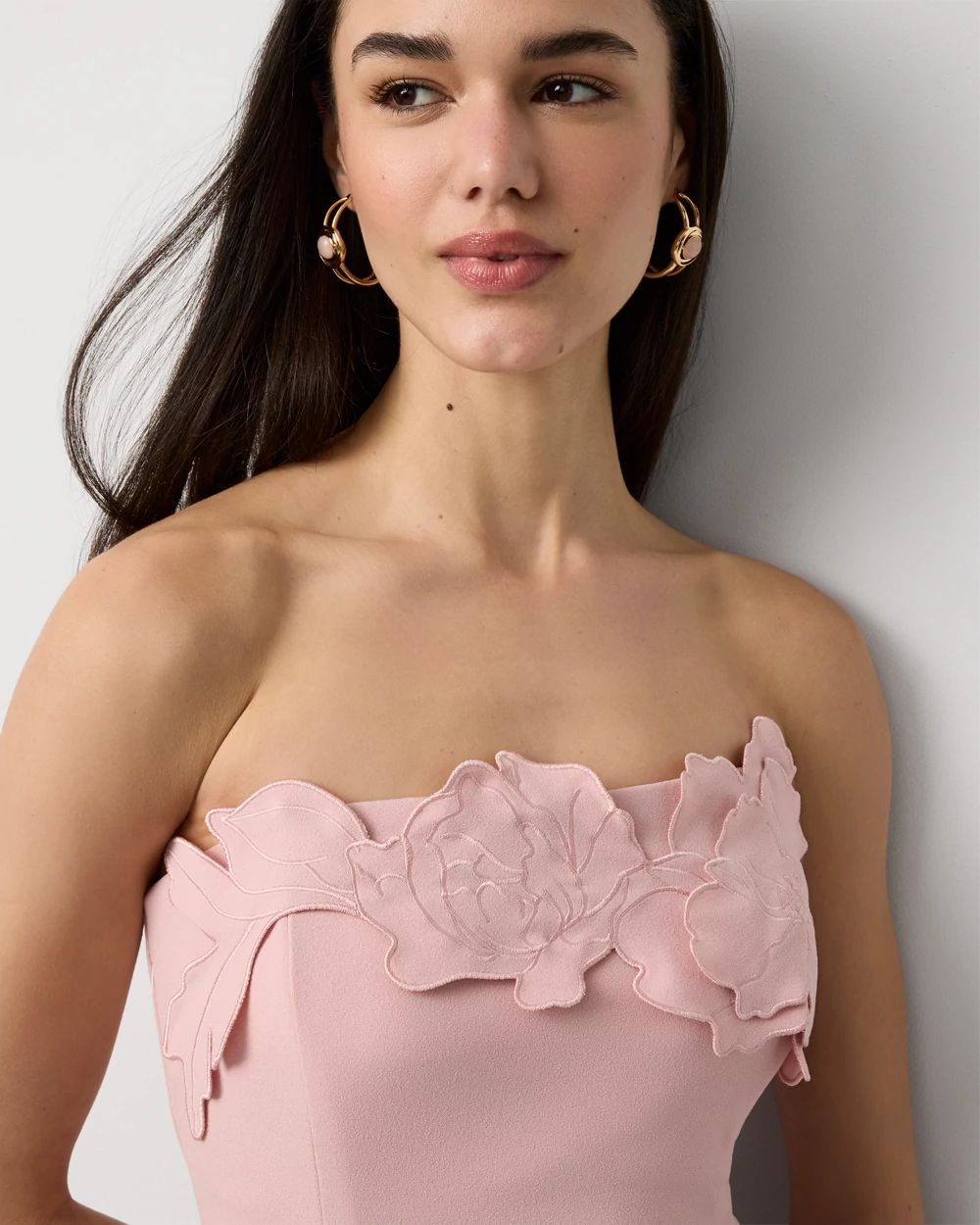 Petite Cutwork Strapless Sheath Dress