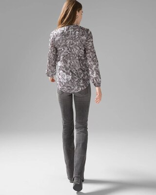 Feather Print Surplice Blouse