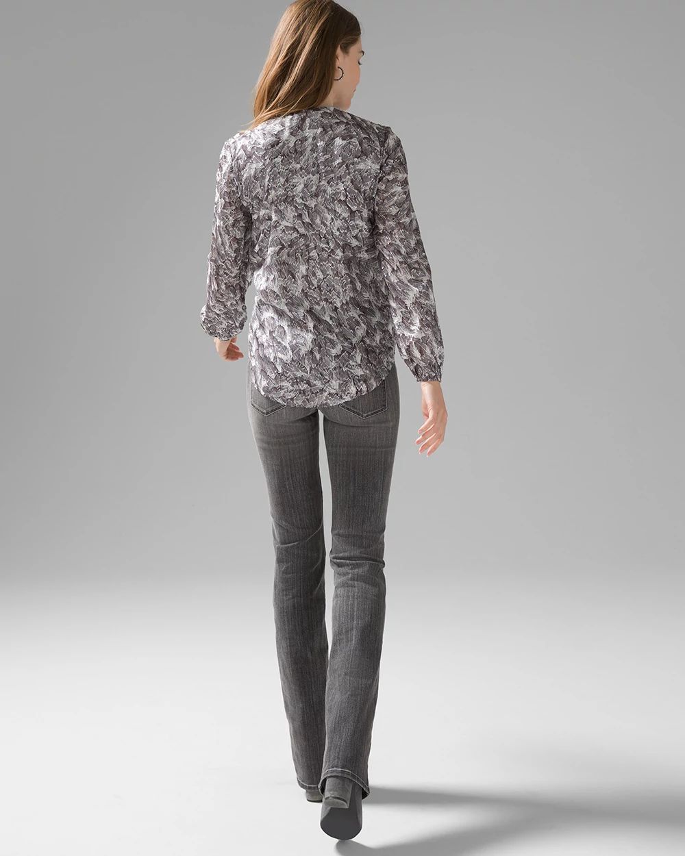 Feather Print Surplice Blouse