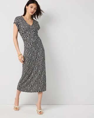 Gathered Waist Short Sleeve Midi Dress