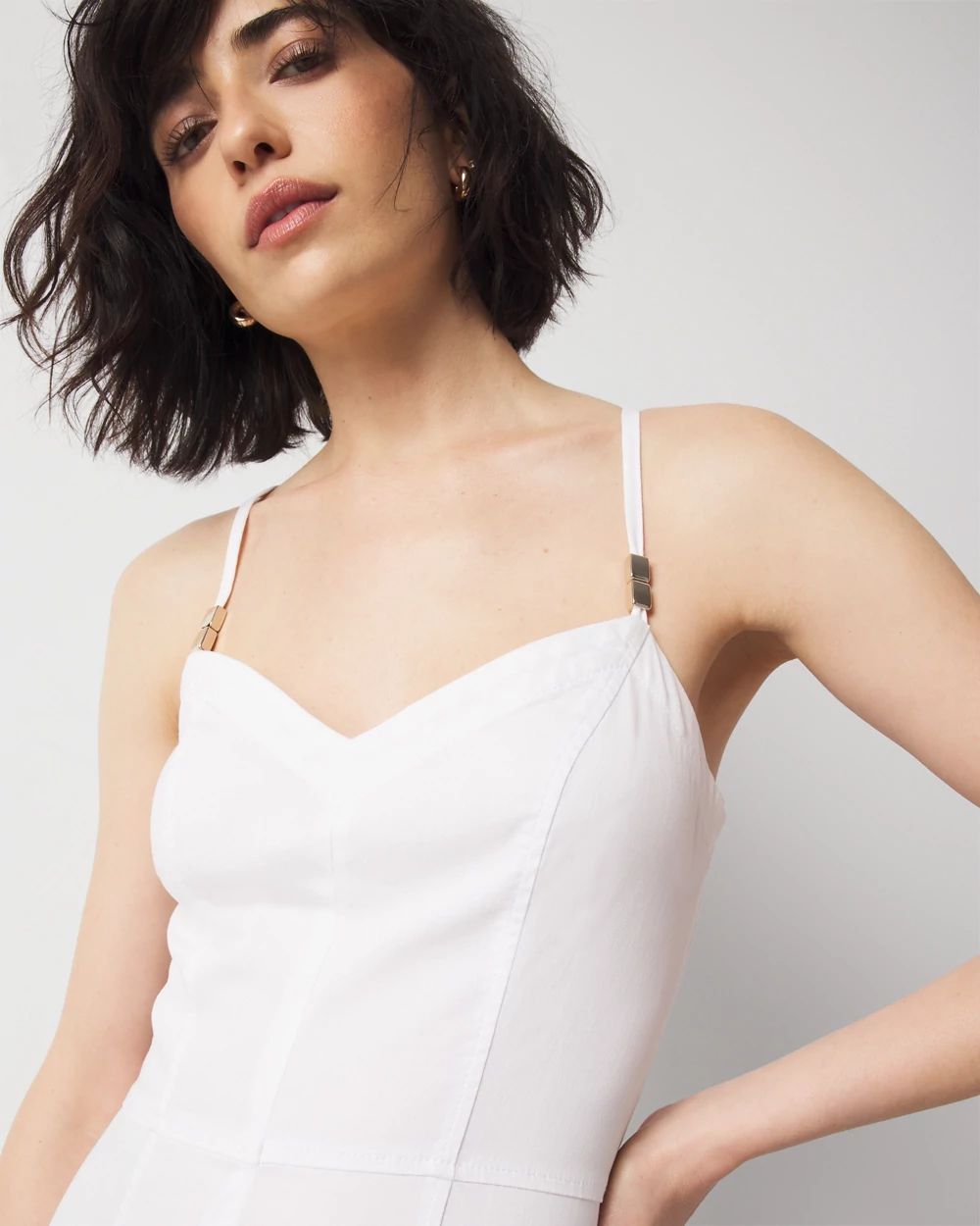 Bead Detail Poplin Midi Dress