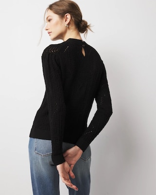 Mock Neck Pointelle Sweater click to view larger image.