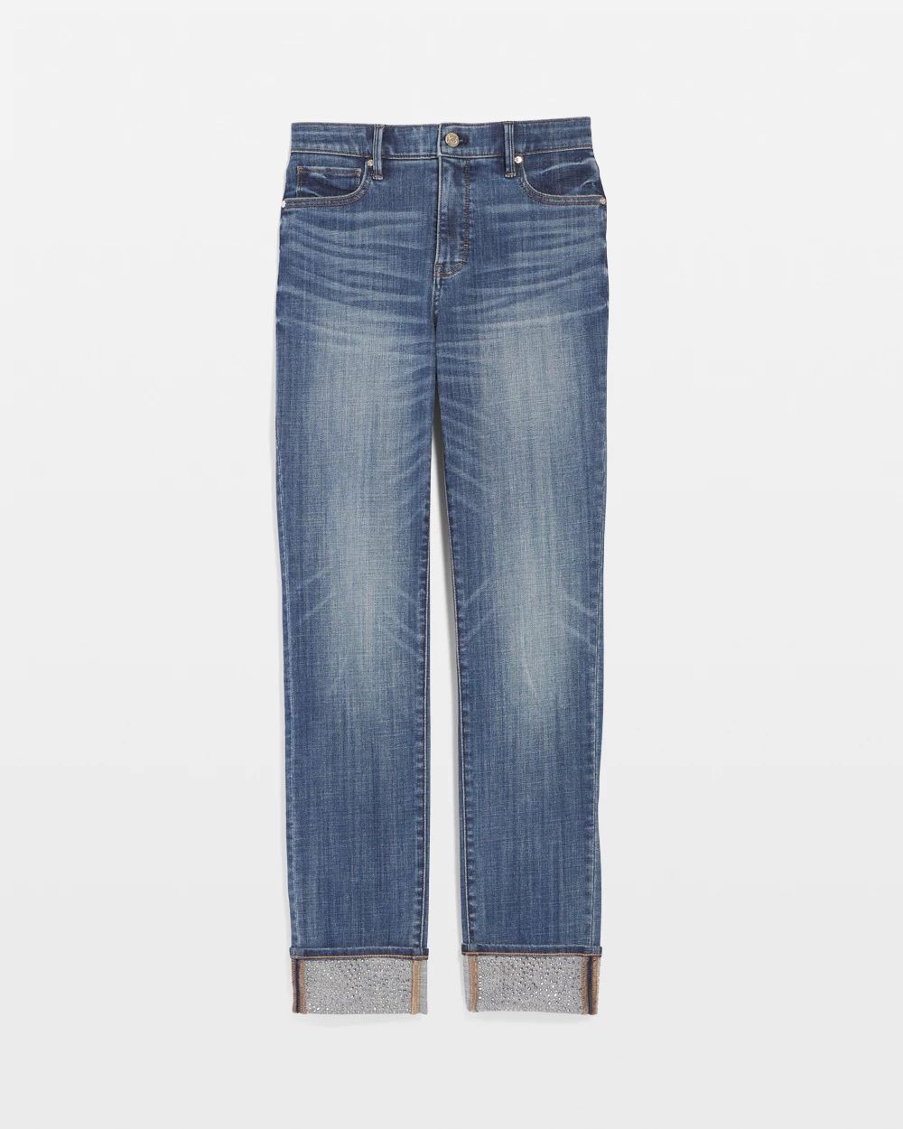 High-Rise Everyday Soft Denim™ Embellished Cuff Slim Jean