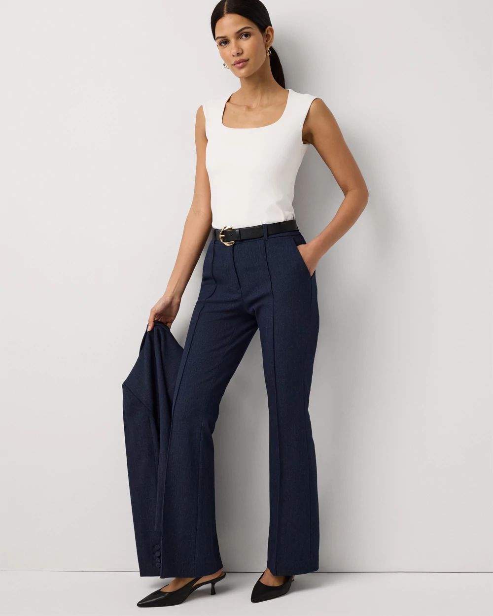 Petite High Rise Denim-Look Piper Flare