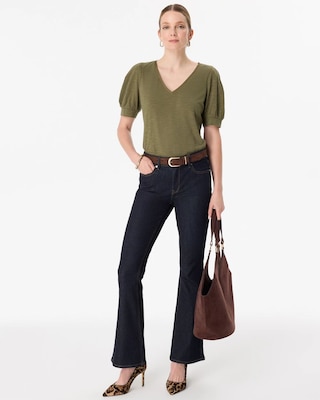 Puff Sleeve V-neck Tee click to view larger image.