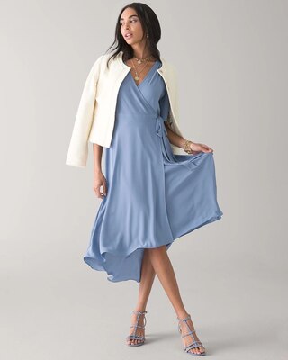 Flutter Sleeve Midi Wrap Dress