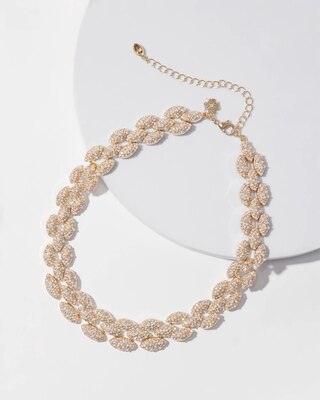 Glass Pearl Pave Collar Necklace