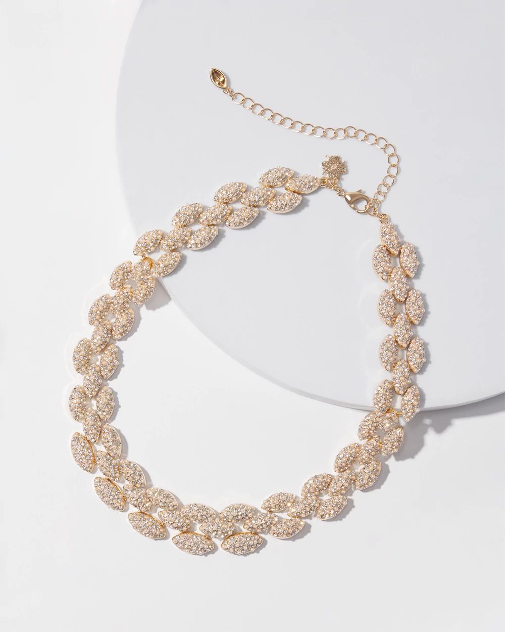 Glass Pearl Pave Collar Necklace