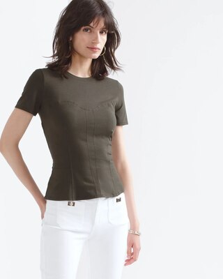 Short Sleeve Seamed Peplum Tee