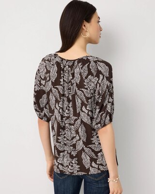 Elbow Sleeve Button Front Blouse click to view larger image.