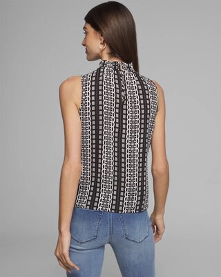 Outlet WHBM Sleeveless Smocked Neck Shell