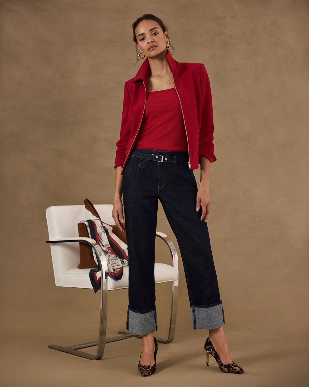 Cuffed High-Rise Straight Ankle Jean