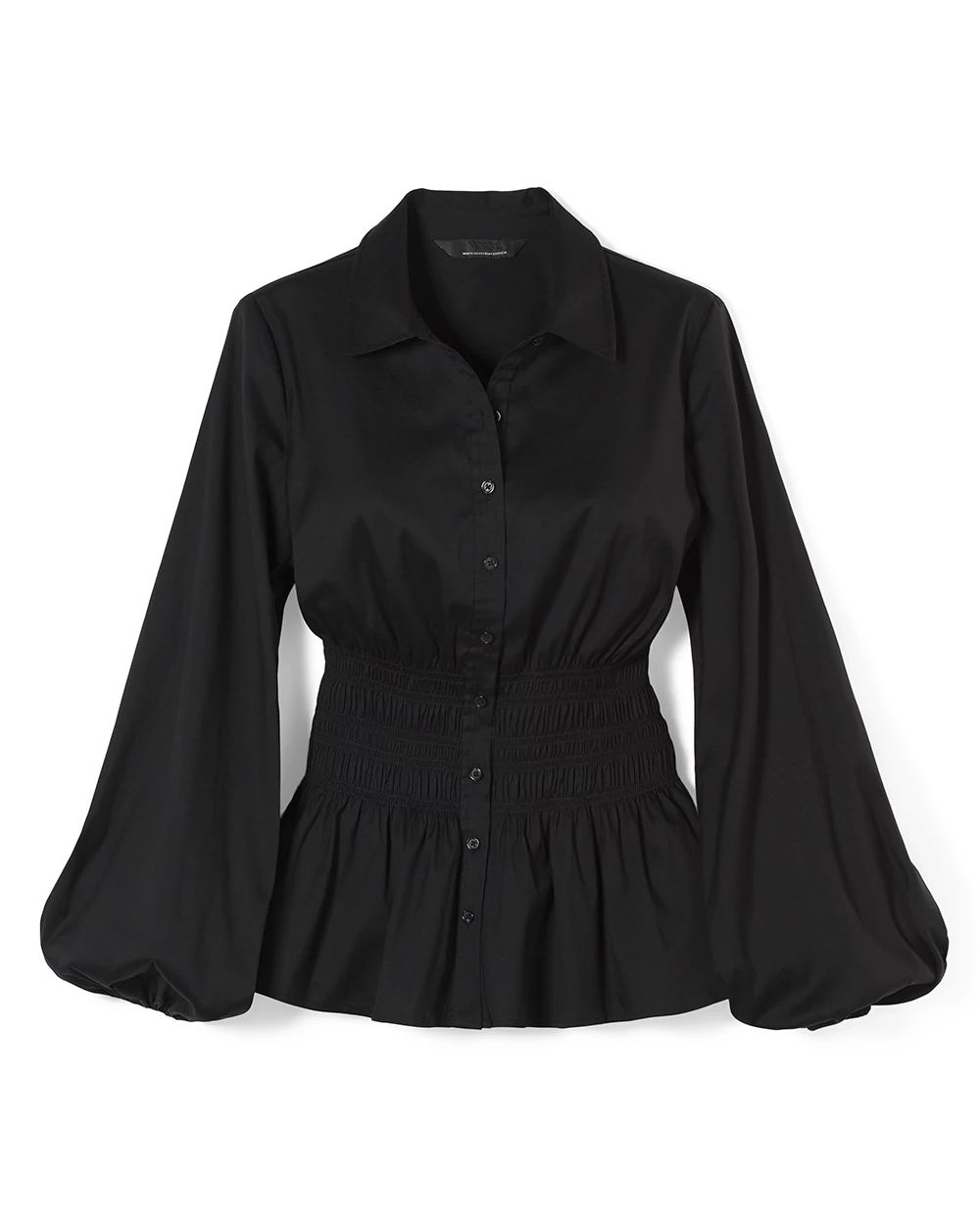 Smocked Waist Poplin Shirt