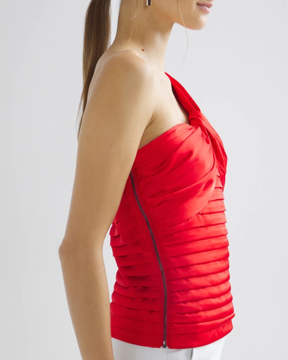 One-Shoulder Pleated Bustier