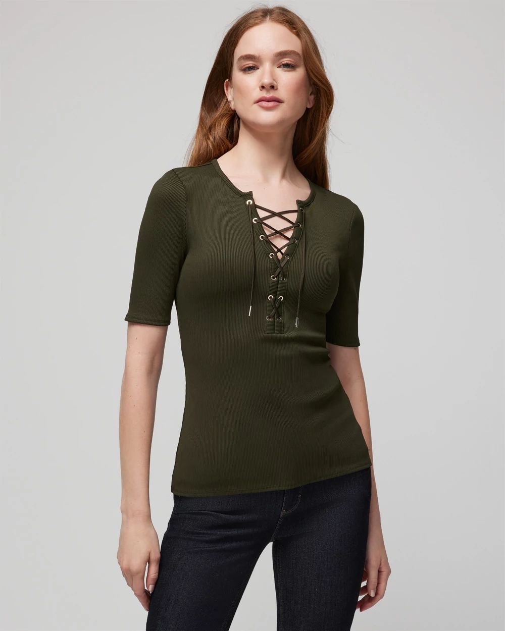 Lace up sleeve top store