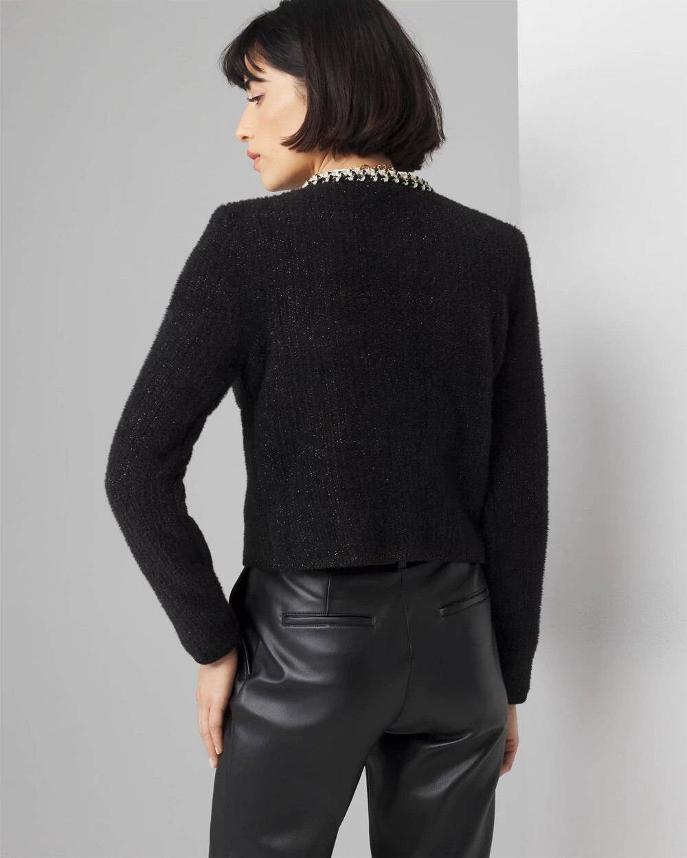 Black and White Tweed Sweater Jacket