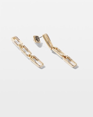 Gold Pave Chain Link Drop Earrings