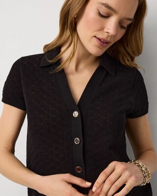 Textured Stitch Collared Cardigan click to view larger image.