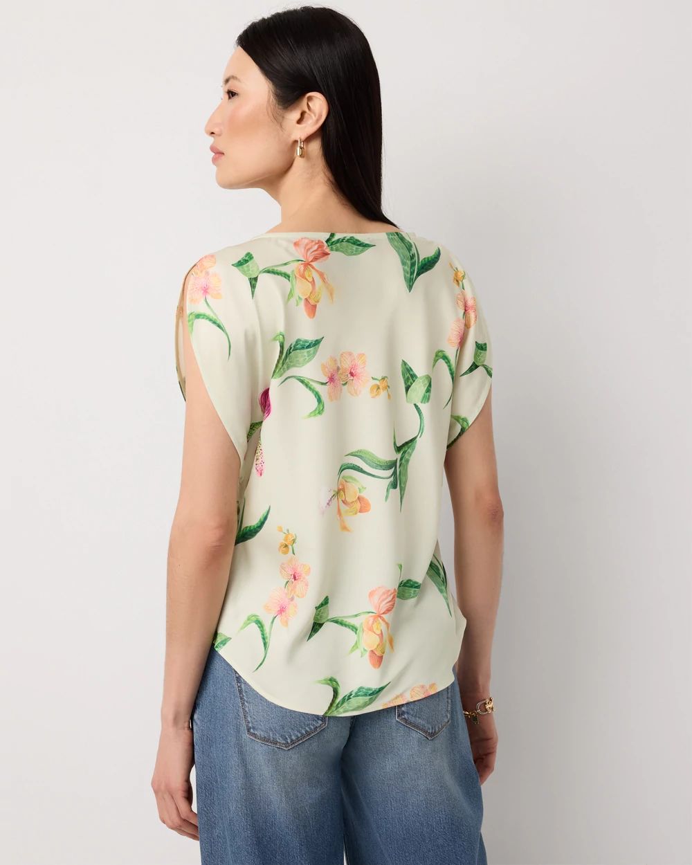 Satin Petal Sleeve Blouse