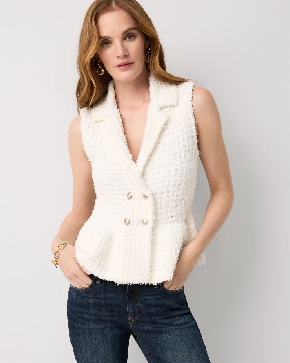 Petite Double-Breasted Sweater Vest