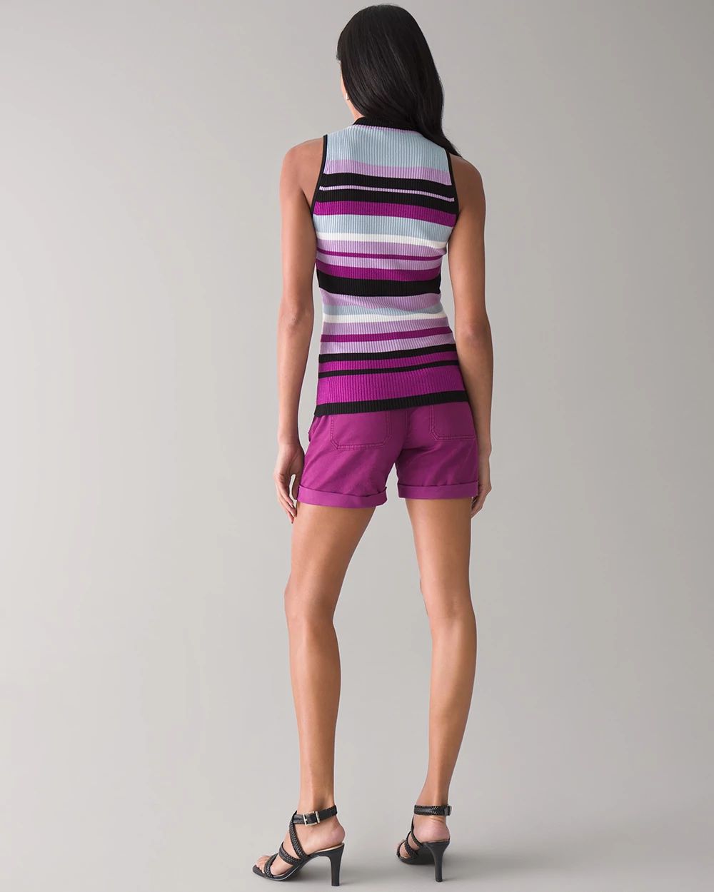 Striped Mock Neck Pullover